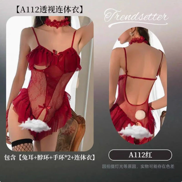 Domila lace open chest crotch tight playful bunny lingerie adult sex sexy uniform F629