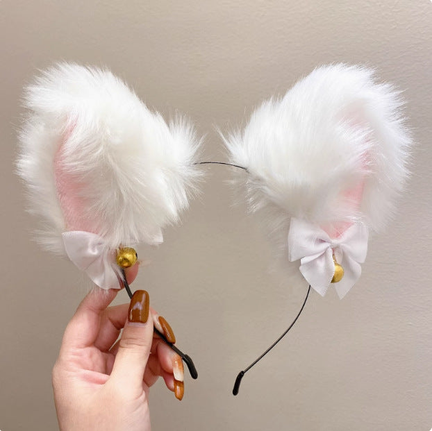 Internet celebrity sexy lace bells cat ears headband female personality non-slip pressure hair high cranial top hairpin headgear wholesale