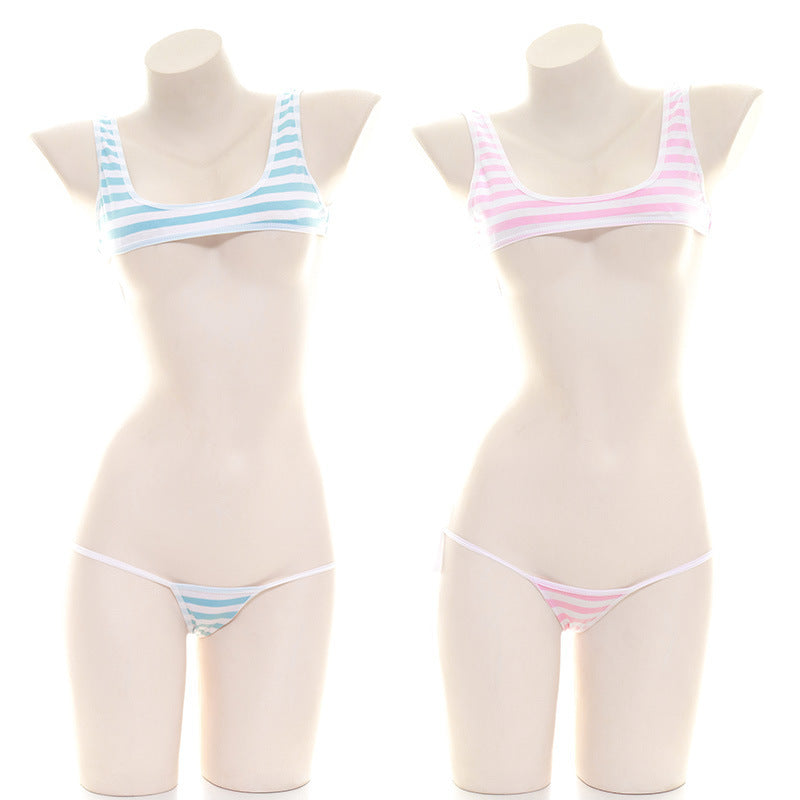 Domila fun striped small vest strapped milk leakage, low waist fat body private underwear, factory direct sales