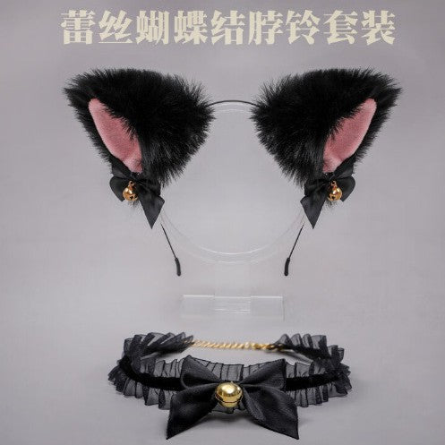 Internet celebrity sexy lace bells cat ears headband female personality non-slip pressure hair high cranial top hairpin headgear wholesale