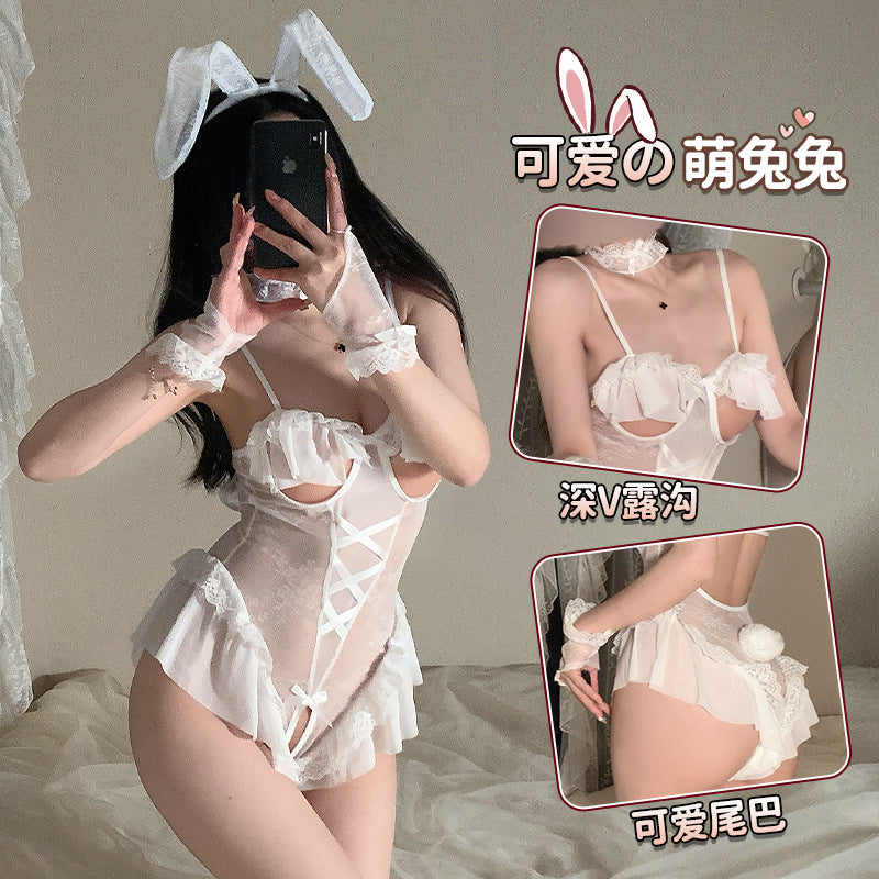 Domila lace open chest crotch tight playful bunny lingerie adult sex sexy uniform F629