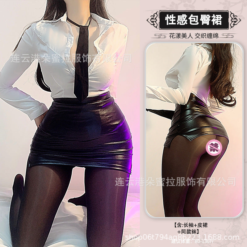 Guanyun County sex underwear sexy tight hip wrap secretary OL uniform temptation teacher suit pure desire stockings wholesale