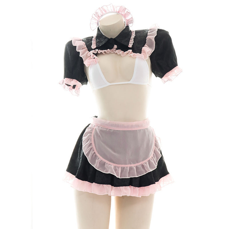 Domila lingerie semi-transparent maid maid uniform sexy chiffon transparent nightdress cute girl